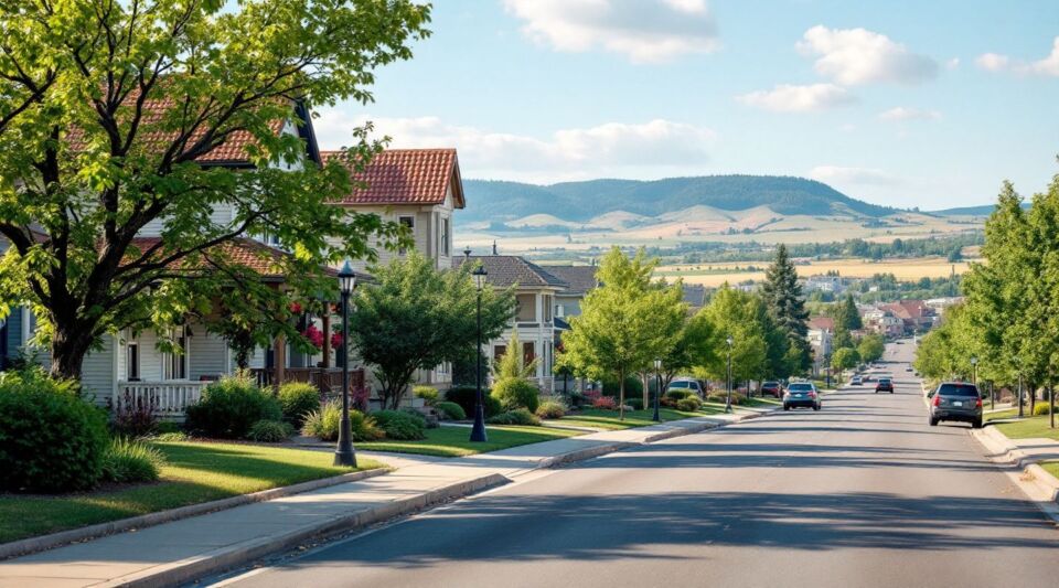 A professional service vehicle parked on a residential street in Greeley, Colorado, with ranch-style homes in the background under a dramatic Front Range sky.